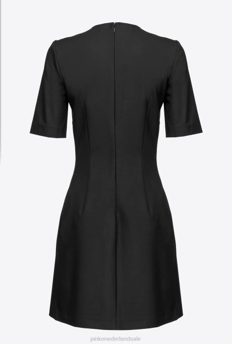 korte jurkjes | L488157 korsetjurk met veters Pinko limousine zwart