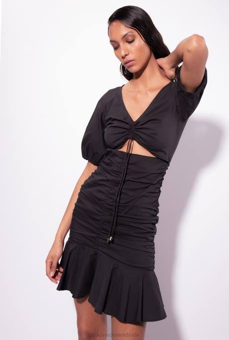 korte jurkjes | L48815 korte popeline jurk Pinko limousine zwart