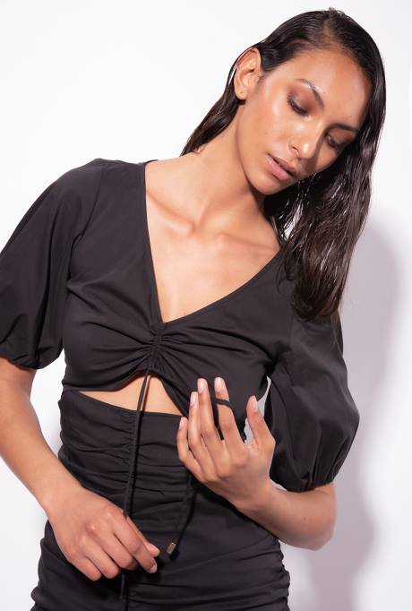 korte jurkjes | L48815 korte popeline jurk Pinko limousine zwart