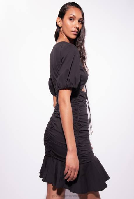 korte jurkjes | L48815 korte popeline jurk Pinko limousine zwart