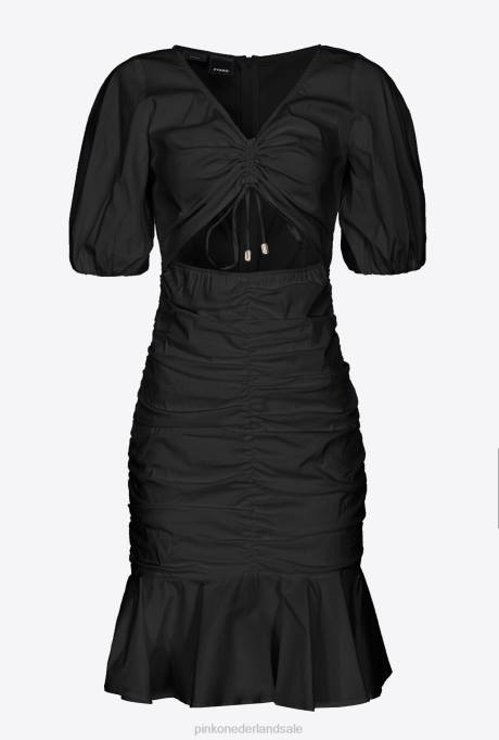 korte jurkjes | L48815 korte popeline jurk Pinko limousine zwart