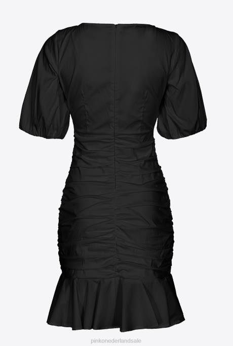 korte jurkjes | L48815 korte popeline jurk Pinko limousine zwart