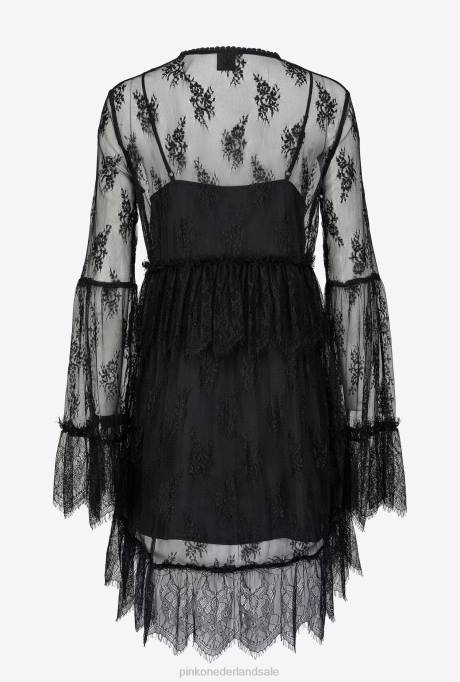 korte jurkjes | L488170 kanten jurk Pinko limousine zwart