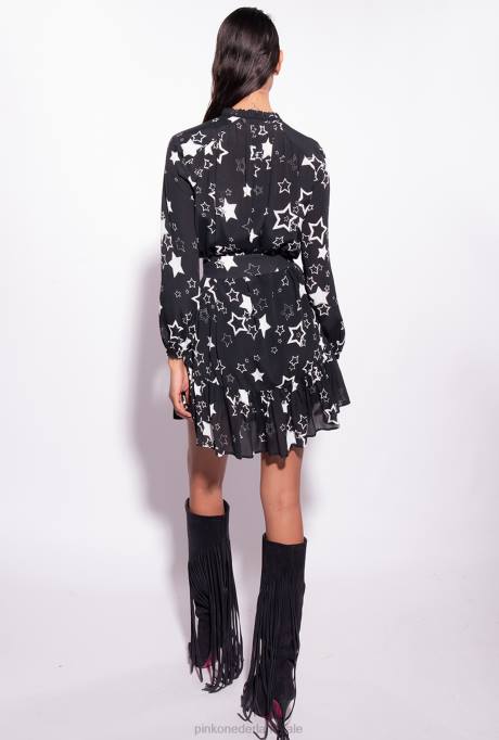 korte jurkjes | L488176 jurk met sterrenprint Pinko zwart/grijs/wit