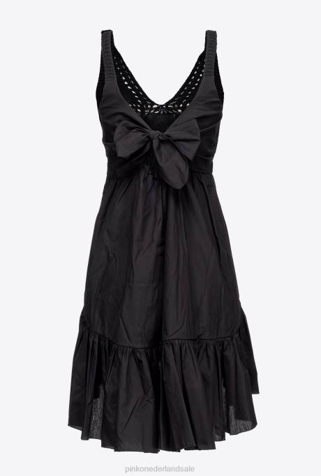 korte jurkjes | L488178 jurk van tricot en popeline Pinko limousine zwart