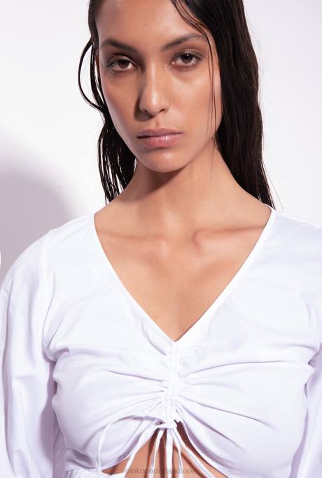 korte jurkjes | L48817 korte popeline jurk Pinko Helder wit