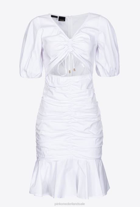 korte jurkjes | L48817 korte popeline jurk Pinko Helder wit
