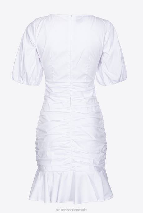 korte jurkjes | L48817 korte popeline jurk Pinko Helder wit