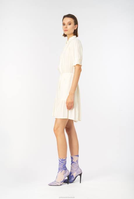 korte jurkjes | L48818 mini marocain hemdjurk Pinko merengue wit