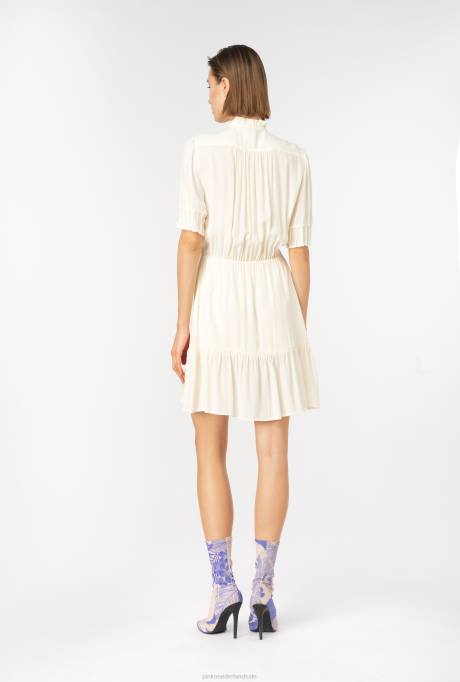 korte jurkjes | L48818 mini marocain hemdjurk Pinko merengue wit