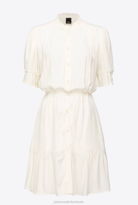 korte jurkjes | L48818 mini marocain hemdjurk Pinko merengue wit