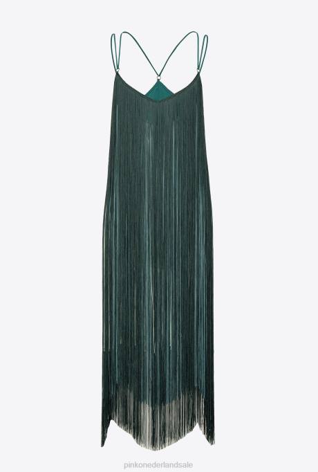 korte jurkjes | L488190 mini-jurk met lange franjes Pinko mult.groen/mintgroen