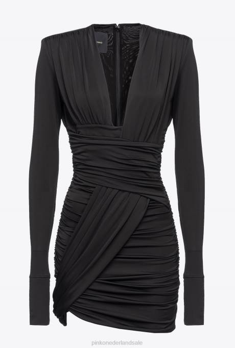 korte jurkjes | L488200 mini-jurk met gekruist detail en drapering Pinko limousine zwart