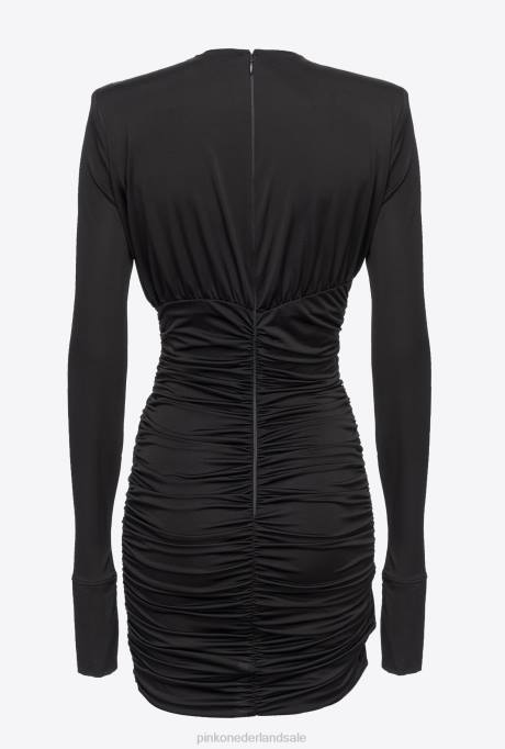 korte jurkjes | L488200 mini-jurk met gekruist detail en drapering Pinko limousine zwart