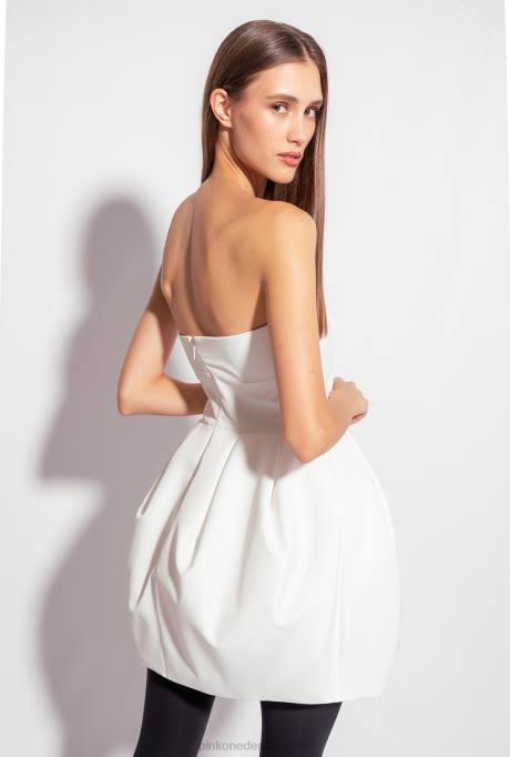 korte jurkjes | L488208 galleria mini-ballonjurk van tafzijde Pinko gebroken wit