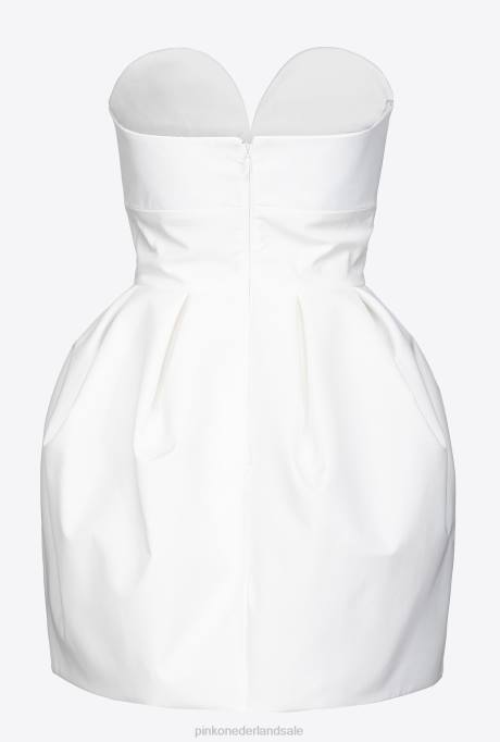 korte jurkjes | L488208 galleria mini-ballonjurk van tafzijde Pinko gebroken wit