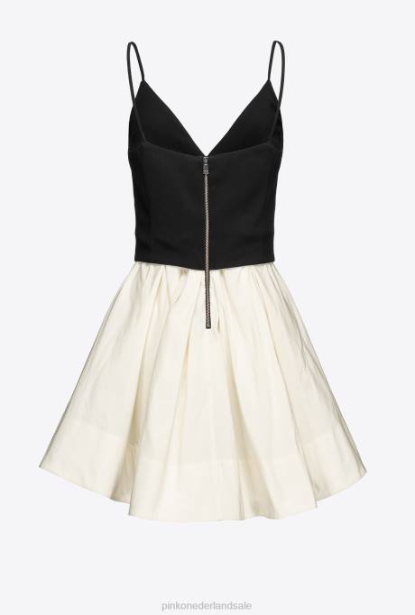 korte jurkjes | L488209 mini-jurk met juweelspeld Pinko wit Zwart