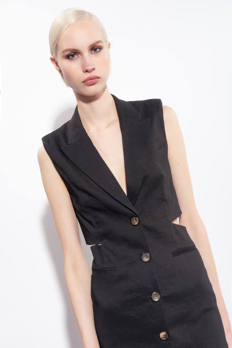 korte jurkjes | L48820 linnen blazerjurk Pinko limousine zwart