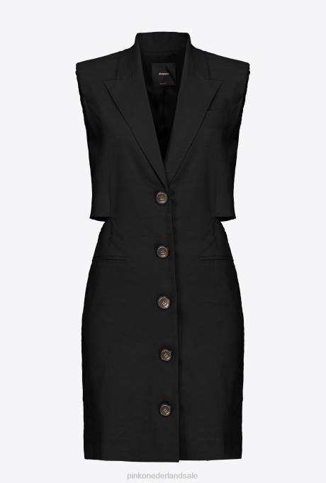 korte jurkjes | L48820 linnen blazerjurk Pinko limousine zwart