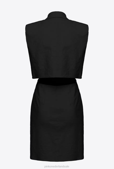 korte jurkjes | L48820 linnen blazerjurk Pinko limousine zwart