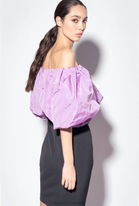 korte jurkjes | L488210 mini-jurk van tafzijde van galleria Pinko zwart/lila