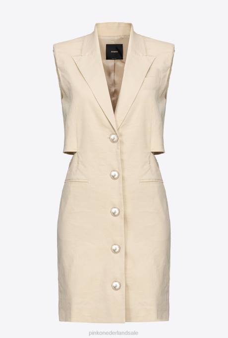 korte jurkjes | L48821 linnen blazerjurk Pinko mat amandelbeige