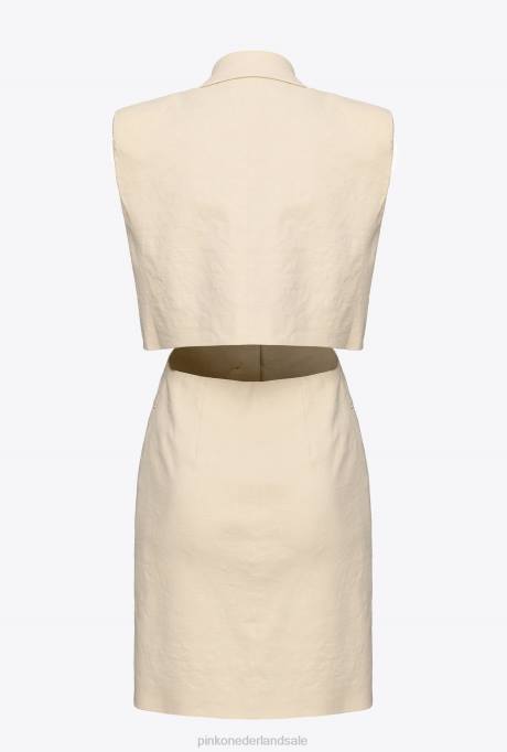 korte jurkjes | L48821 linnen blazerjurk Pinko mat amandelbeige