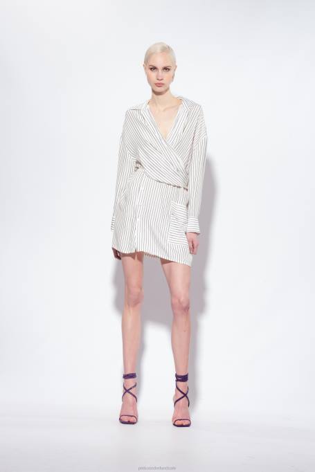 korte jurkjes | L48822 gestreepte mini-hemdjurk Pinko wit Zwart