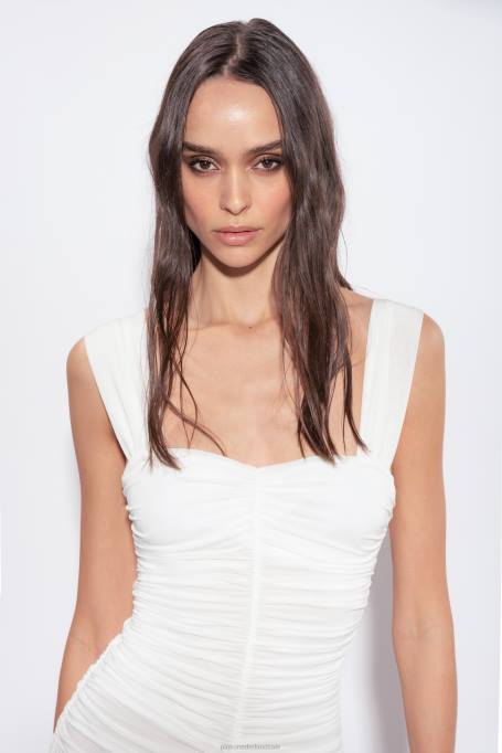 korte jurkjes | L48823 gedrapeerde mini jersey jurk Pinko Helder wit