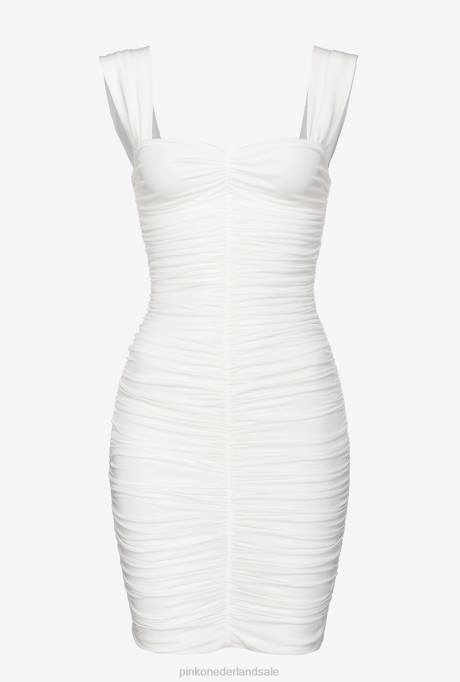korte jurkjes | L48823 gedrapeerde mini jersey jurk Pinko Helder wit