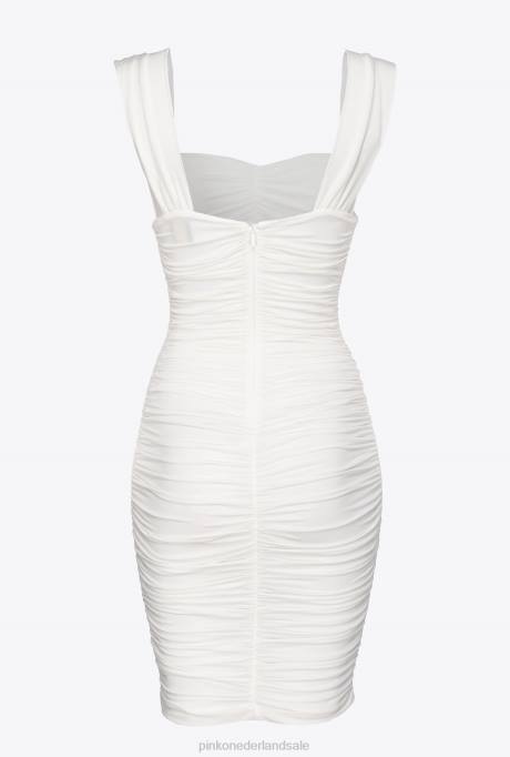 korte jurkjes | L48823 gedrapeerde mini jersey jurk Pinko Helder wit
