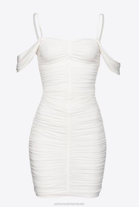 korte jurkjes | L48823 gedrapeerde mini jersey jurk Pinko Helder wit