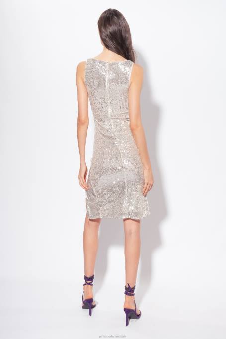 korte jurkjes | L4882 mini-jurk met pailletten Pinko Metallisch zilver