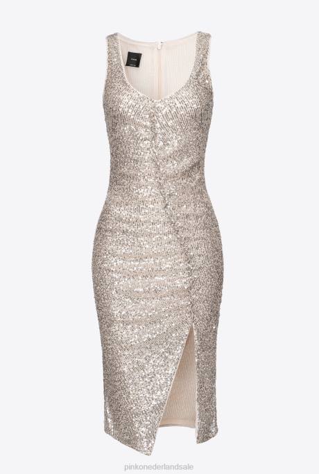 korte jurkjes | L4882 mini-jurk met pailletten Pinko Metallisch zilver