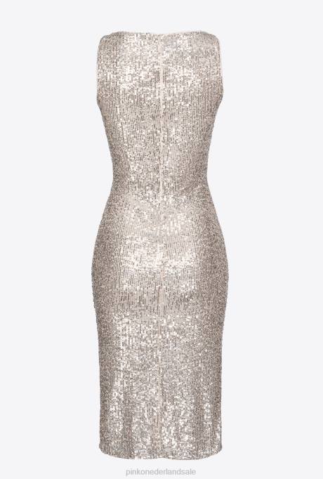 korte jurkjes | L4882 mini-jurk met pailletten Pinko Metallisch zilver