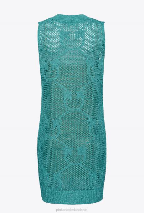 korte jurkjes | L48831 gebreide mini-jurk met maassteek Pinko blauw
