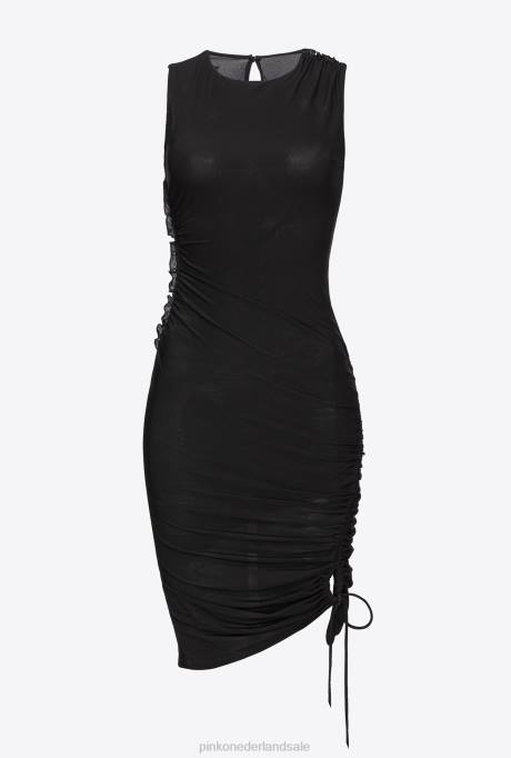 korte jurkjes | L4883 vloeiende mini-jurk van jersey Pinko limousine zwart