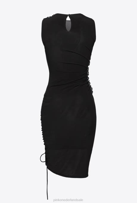 korte jurkjes | L4883 vloeiende mini-jurk van jersey Pinko limousine zwart