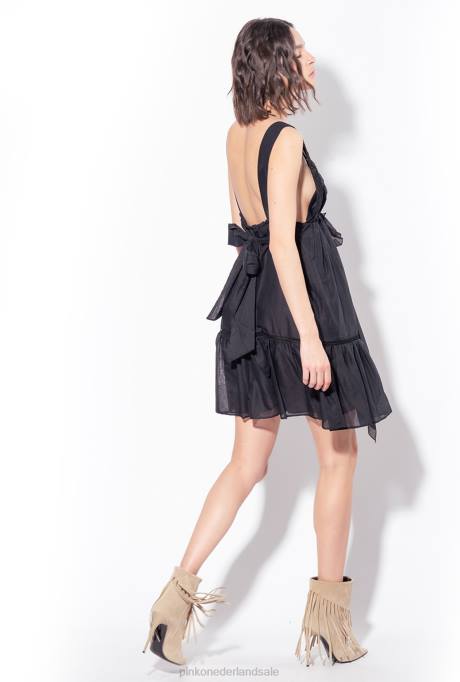 korte jurkjes | L48860 mousseline mini-jurk Pinko limousine zwart