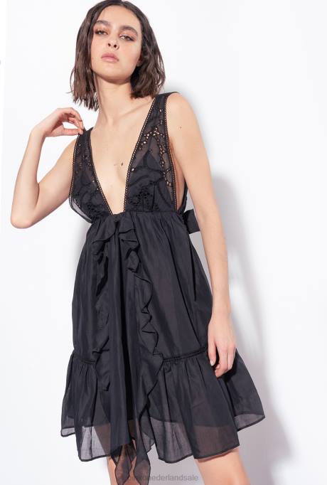 korte jurkjes | L48860 mousseline mini-jurk Pinko limousine zwart