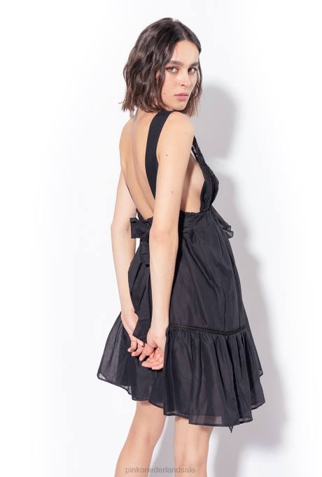 korte jurkjes | L48860 mousseline mini-jurk Pinko limousine zwart