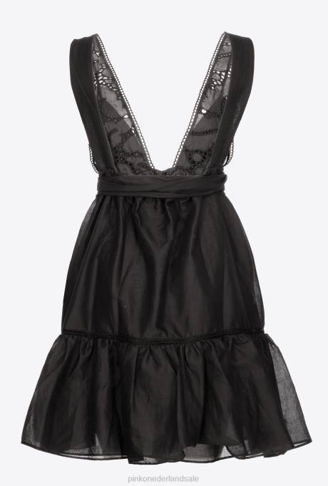 korte jurkjes | L48860 mousseline mini-jurk Pinko limousine zwart