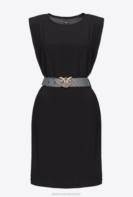 korte jurkjes | L48861 kokerjurk met riem Pinko limousine zwart