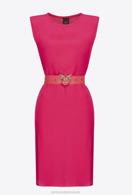 korte jurkjes | L48862 kokerjurk met riem Pinko gezellige fuchsia