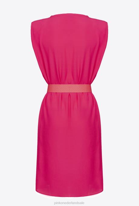 korte jurkjes | L48862 kokerjurk met riem Pinko gezellige fuchsia