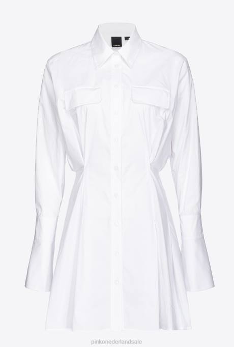 korte jurkjes | L48865 korte overhemdjurk van katoenpopeline Pinko Helder wit