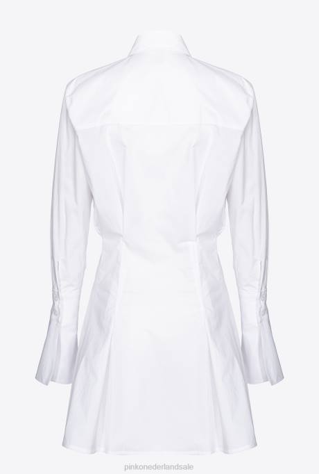 korte jurkjes | L48865 korte overhemdjurk van katoenpopeline Pinko Helder wit