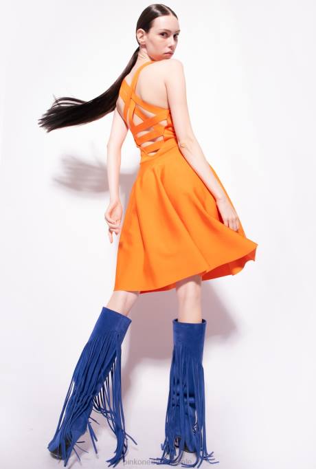 korte jurkjes | L48872 mini-jurk met gekruist detail aan de achterkant Pinko fel oranje