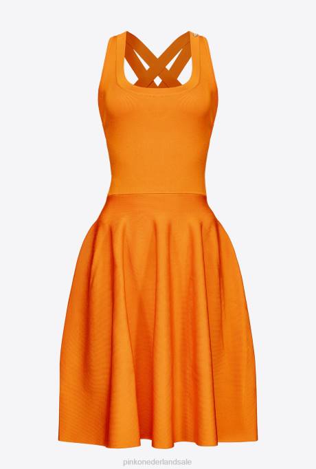 korte jurkjes | L48872 mini-jurk met gekruist detail aan de achterkant Pinko fel oranje