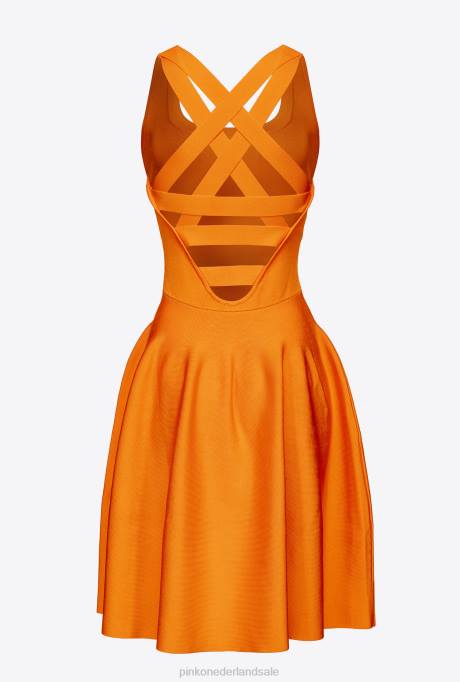 korte jurkjes | L48872 mini-jurk met gekruist detail aan de achterkant Pinko fel oranje